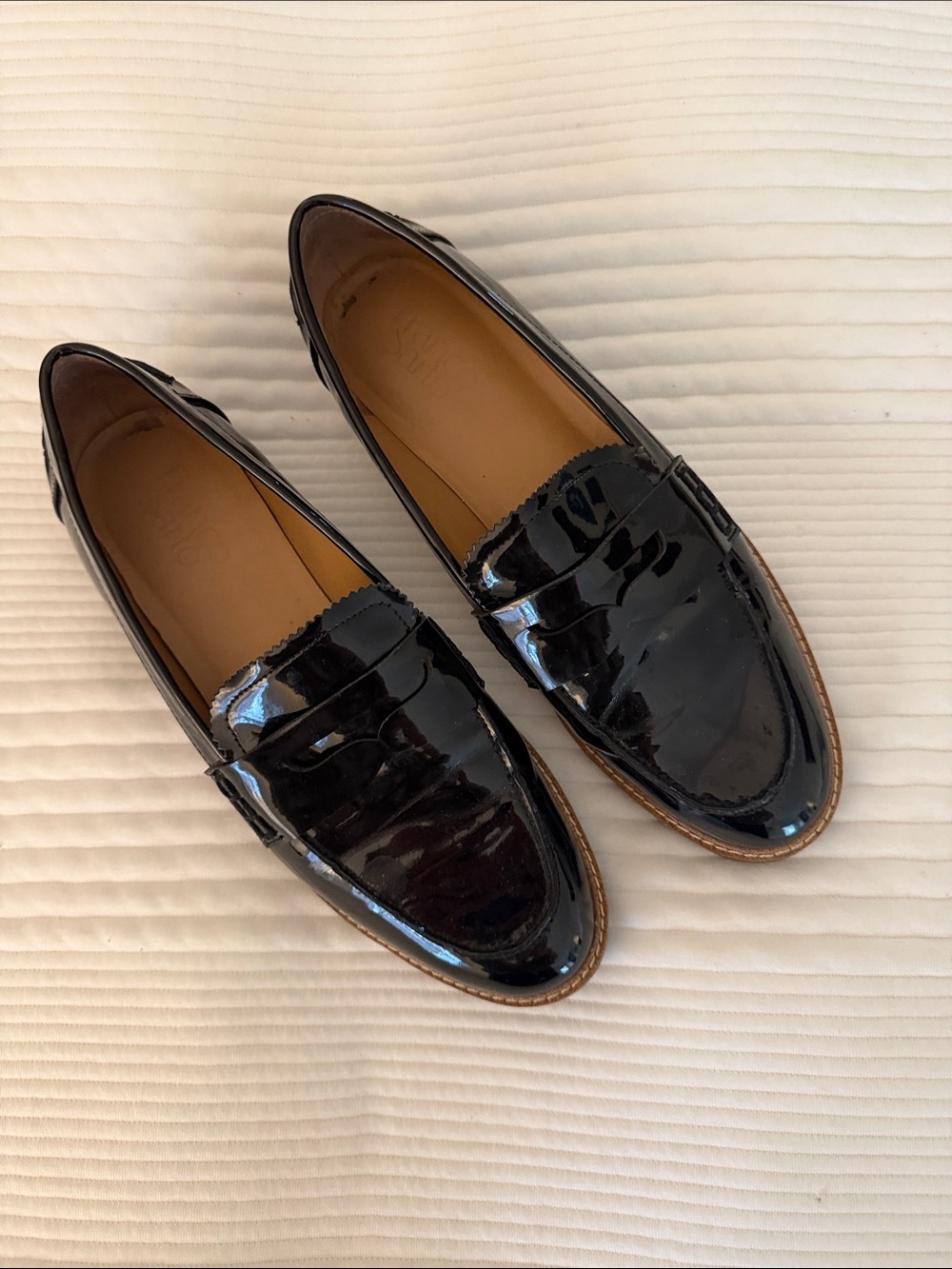 Franco Sarto Black Patent Leather Penny Loafers